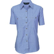 DNC Ladies Cotton Chambray Shirt, Short Sleeve (4105)