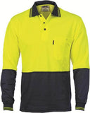 DNC Cotton Back HiVis Two Tone Fluoro Polo - Long Sleeve (3816)