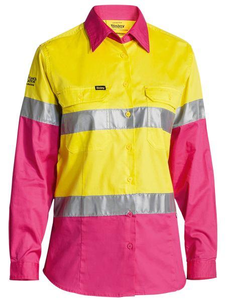 Bisley Women's 3M Taped Hi Vis Cool Lightweight Drill Shirt (BL6696T)