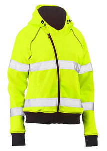 Bisley Women's Taped Hi Vis Fleece Zip Front Hoodie with Sherpa Lining (BKL6819T)