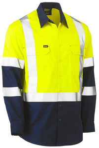 Bisley X Taped Biomotion Two Tone Hi Vis Lightweight Drill Shirt (BS6696XT)